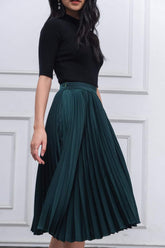 Pleated A-line midi skirt crafted in lightweight silk with elegant movement